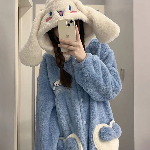 Shiliao (shiliao) lindo pijama de terciopelo de coral para mujeres en invierno camisón más terciopelo engrosado engrosado estudiante de calentamiento grueso lindo terciopelo de coral yugui perro camisón de una talla [adecuada para 80-160Jin [Jin equivale a 0.5 kg]]]