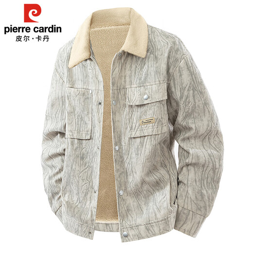 皮尔卡丹（pierre cardin）外套男秋冬季加绒保暖工装夹克潮流复古衣服男装 军灰加绒 XL