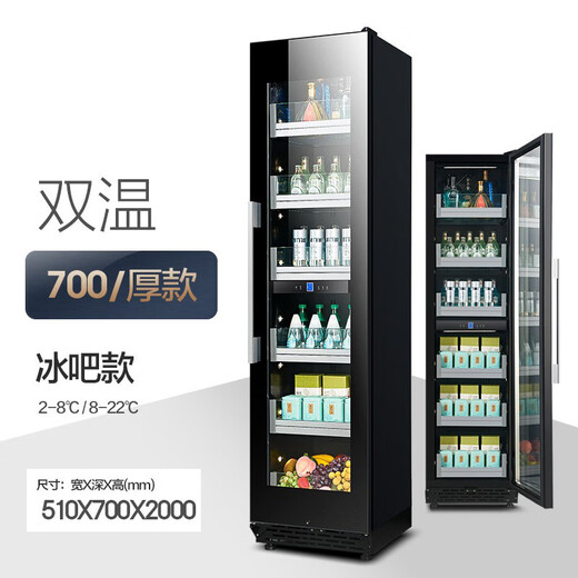 He Jiagong Kamizhe thin red wine cabinet constant temperature wine cabinet embedded ice bar home living room dual temperature beverage tea refrigerator 2.0 meters (thick dual temperature) ice bar
