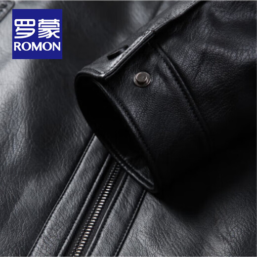 ROMON fur integrated velvet thickened leather jacket for men in autumn and winter heat storage and cold-resistant jacket for middle-aged and young people high-end casual jacket black XL / recommended 135-150Jin Jin is equal to 0.5 kg