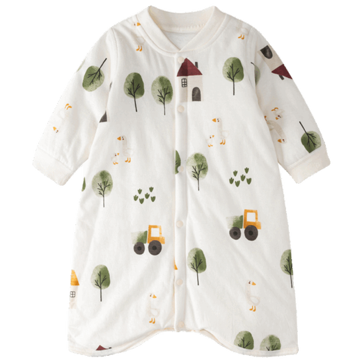 Spring and Autumn Baby Sleeping Bag Children's Winter Anti-Kick Quilt Warm Pajamas Men and Women Baby Padded Jumpsuit Pure Cotton Nightgown Bear Infested Warm Thin Cotton Sleeping Bag One Size 59cm