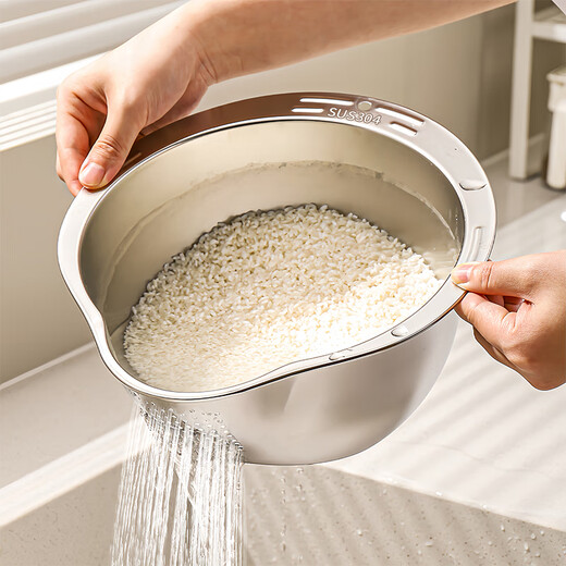 Home KATEI STORY Japanese 304 stainless steel kitchen sink drain basket water filter basket fruit washing basket rice cleaning artifact stainless steel sink