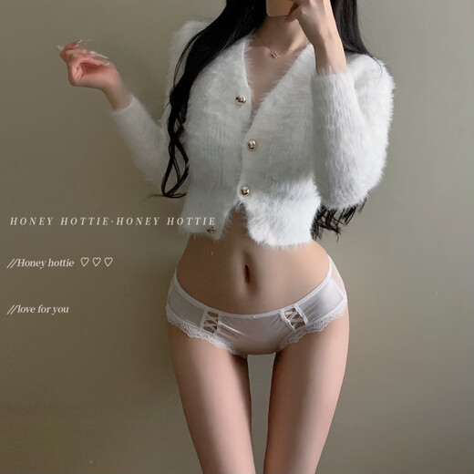 Universal White Moon Beauty French Panties Girls Sexy Lace Pure Desire Briefs Breathable Girls Pure Black One Size