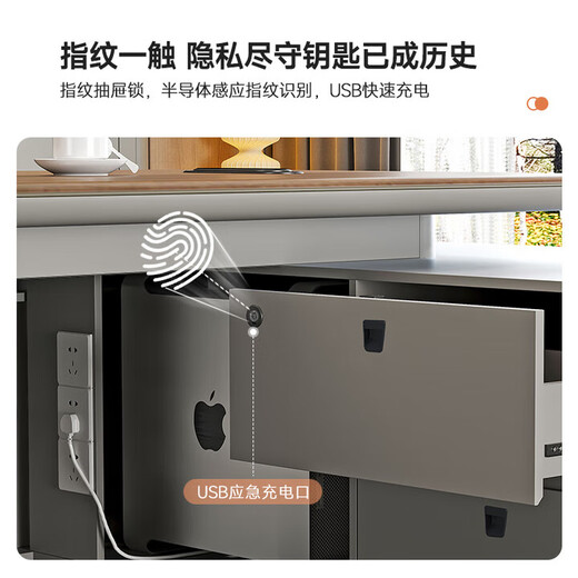 High-end E0 level boss desk light luxury desk modern president desk office boss chairman voice control light strip 2.0 meter boss desk-single cabinet