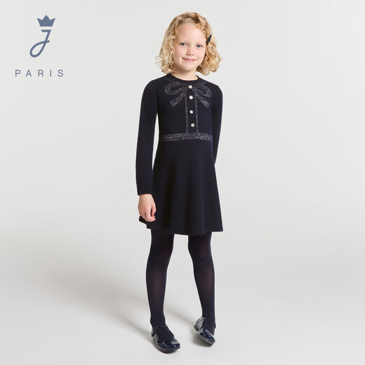 JACADI French girls wool blended dress autumn and winter new sweater dress long skirt 2043917 navy blue 123 105 /4A