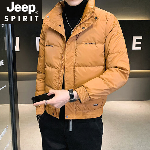 JEEP SPIRIT мужской пуховик короткий стиль красивый зимний тонкий модный бренд теплый 2025 новая модная тонкая однотонная куртка черного цвета M 90-100Jin Jin равна 0,5 кг