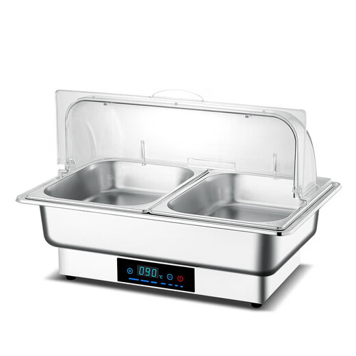 Stainless steel buffet stove insulation stove electric heating Buffy stove canteen hotel buffet insulation table dining table transparent cover three compartments deepening 13.5 liters / touch version
