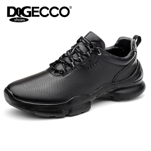 Aibotron DQG ECCO men's shoes spring and autumn breathable casual sports shoes 15th anniversary thick-soled cushioning lightweight soft-soled business leather shoes 1977 black 40
