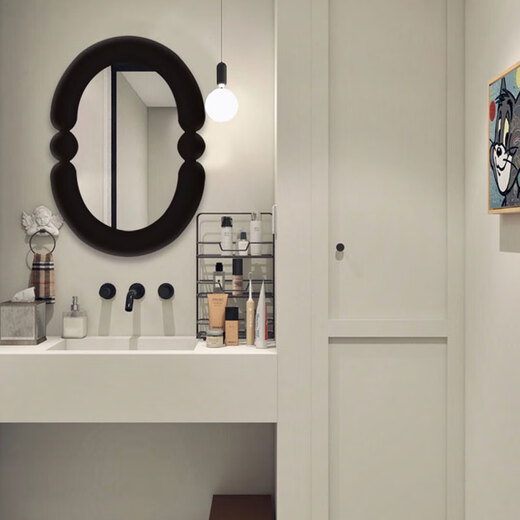 Ins style wall-mounted oval anti-fog bathroom mirror bay window countertop cosmetic mirror Nordic bedroom dressing decorative art mirror LED plug-in model 60x90cm
