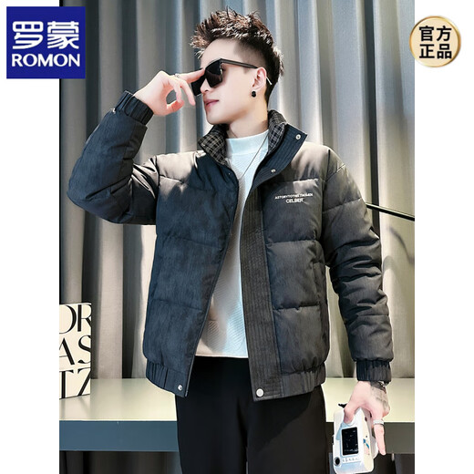 ROMON 2026 Winter High-end Cotton Coat Men's Slim-Fit Thickened Small Down Down Coat XS Small Size Warm Jacket Black S