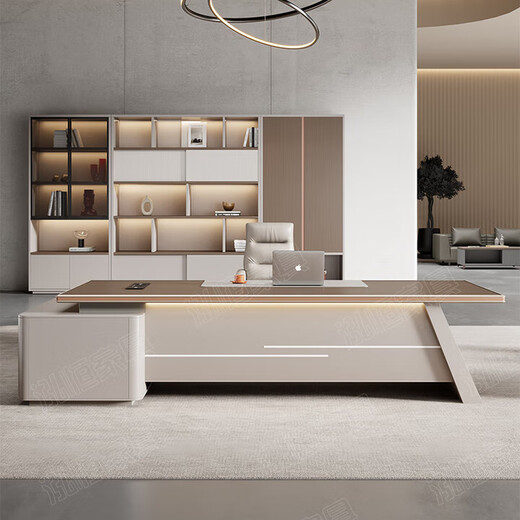 Boss desk and chair combination simple modern executive desk manager office president chairman desk 1.8 meters aluminum alloy edged president desk