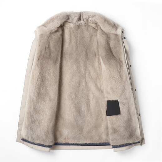 CHEVALPES international first-line brand velvet nikon men's mid-length mink full mink coat fur one-piece off-white XL 175