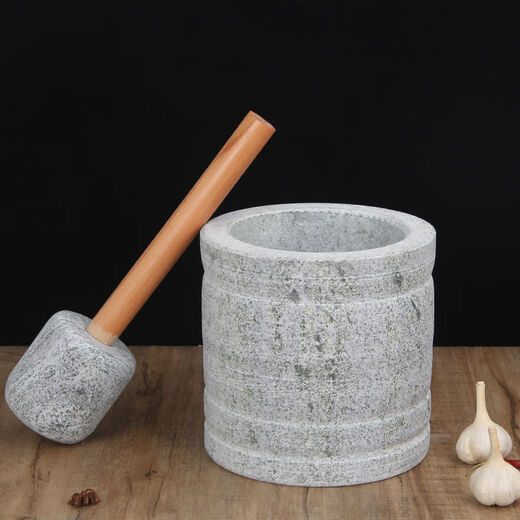 Large stone mortar garlic pounding device garlic mortar handmade artifact old commercial retro garlic pounding medicine pressed garlic to make rice cake glutinous rice cake special bluestone retro engraving 30cm