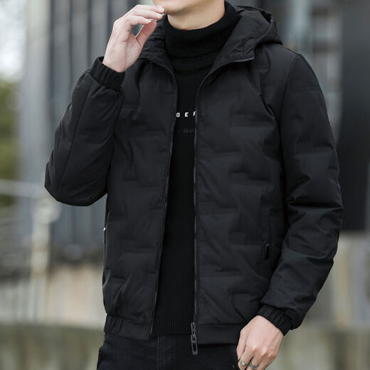 Paul 2025 Hooded Lightweight Down Jacket Men's Korean Style Small Fashionable Men's Jacket Thickened Jacket Top Clothes 922 Black M M90-100Jin Jin is equal to 0.5 kg