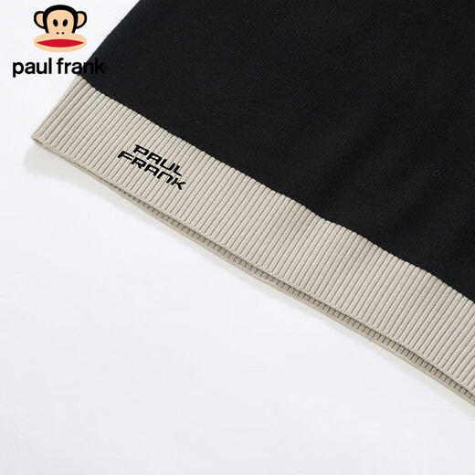Big mouth monkey (paul frank) sweater men's winter fake two-piece knitted sweater men's warm base shirt top woolen clothes black XL