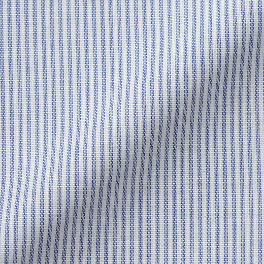 MUJI big children's double-layer gauze stand-up collar long-sleeved shirt children's shirt boys and girls children's clothing spring 26 blue stripes 150 /76A