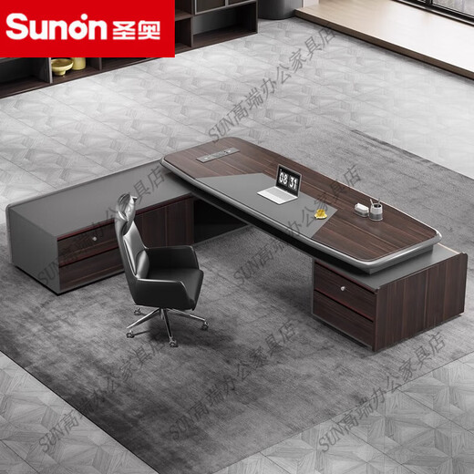 Sennics high-end boss desk and chair combination chairman president executive manager desk painted executive desk office furniture 2.8m double cabinet boss desk