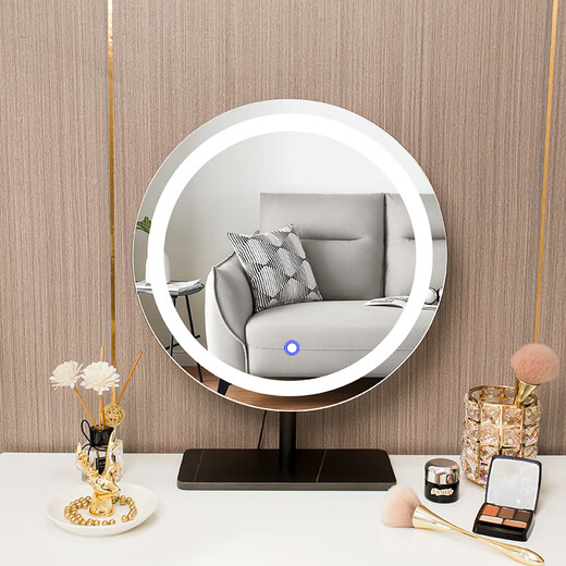 Desktop mirror makeup mirror desktop Internet celebrity light luxury led mirror with light bedroom modern simple makeup mirror fill light white marble mirror 40 (plug-in type)