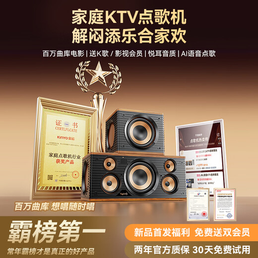 KINYO buy one get one free home KTV singing complete equipment K song microphone speaker all-in-one intelligent karaoke machine wireless microphone connected to TV karaoke Bluetooth audio V8
