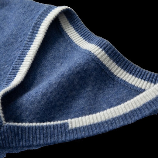 Ordos cashmere sweater men's V-neck sweater pullover sweater pure cashmere base shirt fashionable autumn and winter Navy blue XL