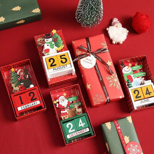 Christmas Countdown Calendar Gift Box Children's Gift Decoration Christmas Eve Ornaments Creative Kindergarten Toys New Snowman Calendar + Handbag + Wrapping Paper
