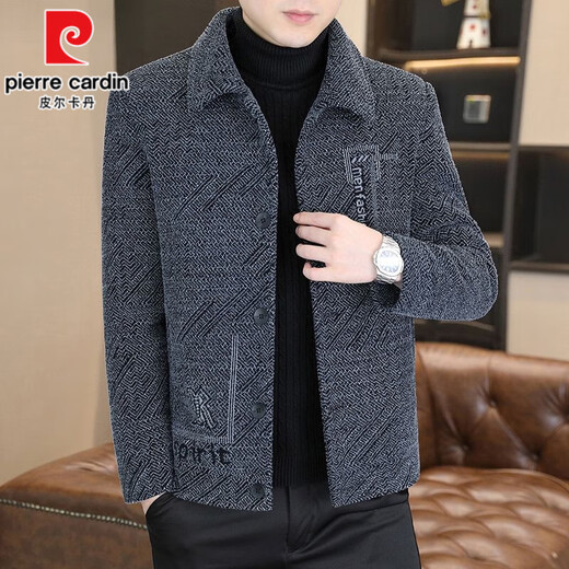 Pierre Cardin autumn and winter velvet thickening 2025 new men's coat casual woolen short coat high-end jacket 2529 light gray (poly velvet warm) L (105-120Jin Jin equals 0.5 kg)