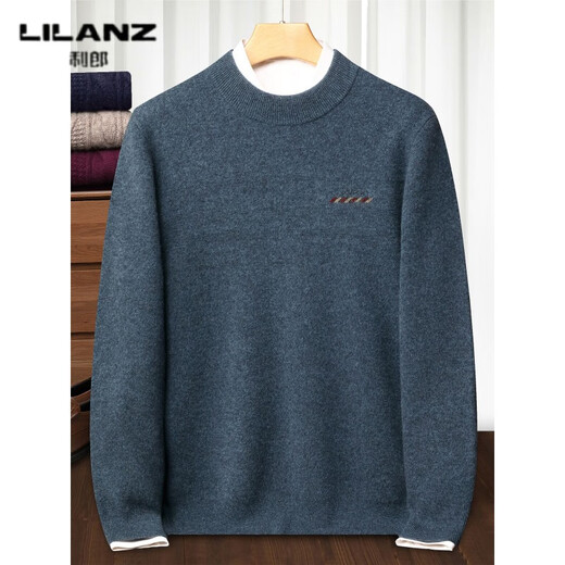 Lilan L Nuevo cárdigan grueso Jersey de punto con cuello redondo para hombre Suéter de lana de yak para hombre de mediana edad Suéter Haihualan engrosado 4XL (190)