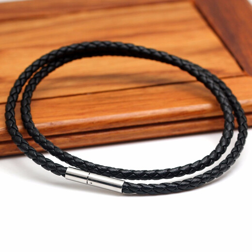 XD jewelry pendant lanyard jade pendant rope necklace rope men and women crystal pendant red and black braided cowhide rope 3mm black 60 cm