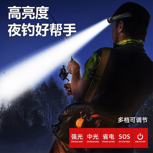 强光头灯超亮感应头戴式LED夜钓灯便携超长续航户外照明小手电筒 9900K爆亮 顶配有感应 待99h