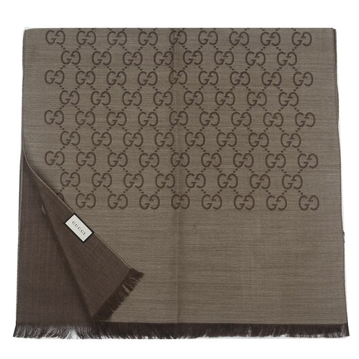 Gucci (GUCCI) Double G double-sided woven pattern, tassel shawl, wool scarf, same style for men and women, New Year gift for couples, light brown color 165904-3G646-9664