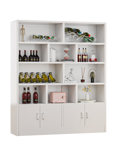 Yusenyi wine cabinet display cabinet home living room entrance cabinet simple modern storage rack floor cabinet wall partition cabinet wine rack cabinet door type thickened plate warm white 140*2