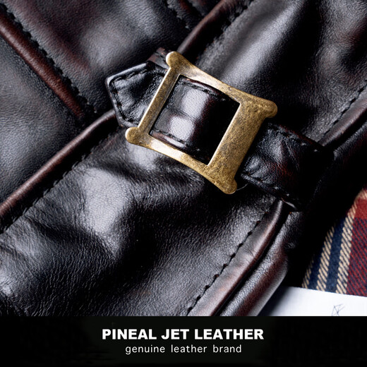 PJL men's new retro tea core horsehide classic 1920 newsboy leather jacket jacket leather jacket tea core color M (130Jin Jin is equal to less than 0.5 kg)