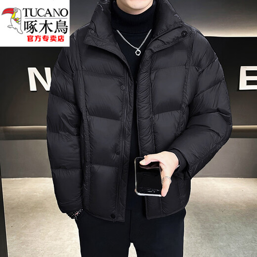 Woodpecker (TUCANO) New National Standard 90 Down Stand Collar Down Jacket Men's Winter Cloud Puff White Duck Down Warm Jacket Men's Bread Jacket Black M 100Jin Jin is equal to 0.5kg -120Jin Jin is equal to 0.5kg