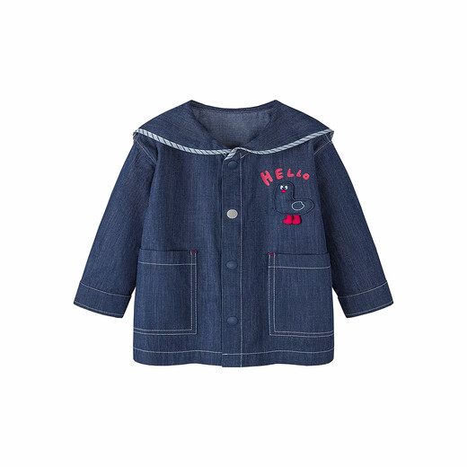 Minibala imitation denim jacket for boys and girls baby cotton cute nautical style outerwear spring 2026 denim dark blue 88301 110