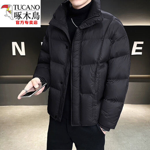 Woodpecker (TUCANO) New National Standard 90 Down Stand Collar Down Jacket Men's Winter Cloud Puff White Duck Down Warm Jacket Men's Bread Jacket Black M 100Jin Jin is equal to 0.5kg -120Jin Jin is equal to 0.5kg