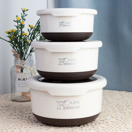 Ye Yu 304 stainless steel lunch box portable sealed anti-scalding and fresh-keeping round instant noodle bowl anti-slip and anti-scalding 420ML+730ML+1200ML