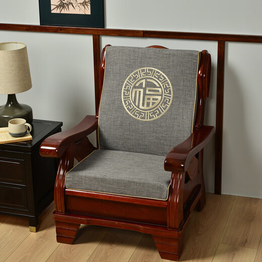 Old-fashioned solid wood sofa cushion with backrest wood chair three-seater thickened sponge cushion Fuyuan-ka 55cm*50cm single seat height 60cm