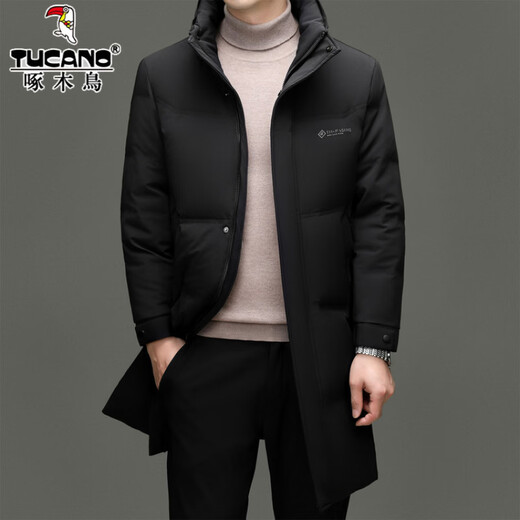 Woodpecker high-end men's down jacket mid-length hooded top large version winter new thickened warm casual jacket men's 2249 Shangqing 2XL 185