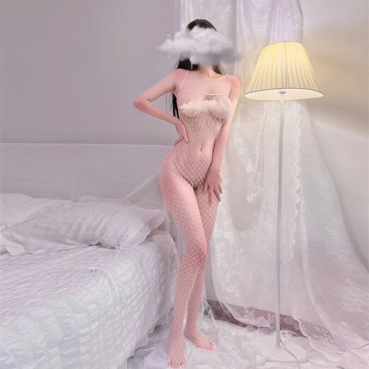 Ting'er full-body fishnet stockings one-piece sexy stockings black silk white super sexy open file no-take-off women's stockings tempting red pink white one size (80-150Jin Jin equals 0.5 kg) confidential delivery