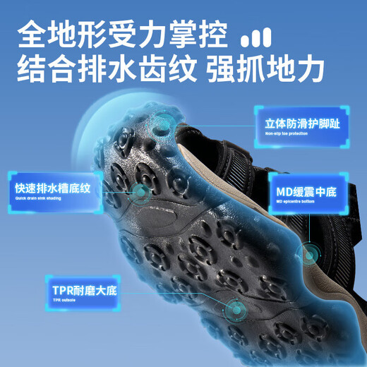 Camel (CAMEL) children's sandals, summer refreshing and breathable toe-cap beach shoes, non-slip and anti-collision for middle and large children, black 32