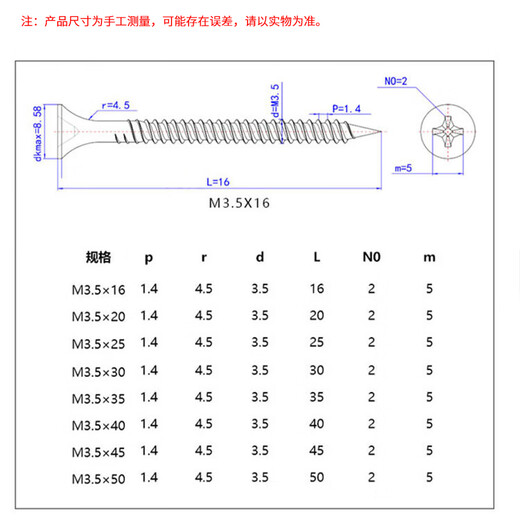 Bingyu BYW-600 Blackened Wall Panel Wood Screws Cross Flat Head Nails M3.5*30mm (500 pcs/pack)