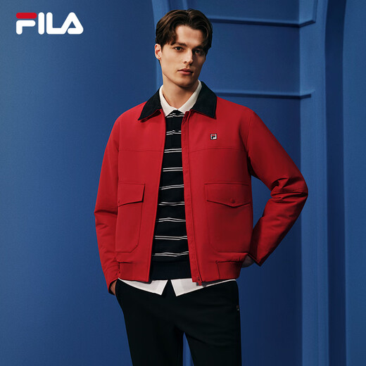 FILA Official Men's Cotton Clothes 2026 Spring New Style Fashionable Casual Comfortable Classic Jacket Warm Jacket Teeth Maroon-WI M 170/92A/M