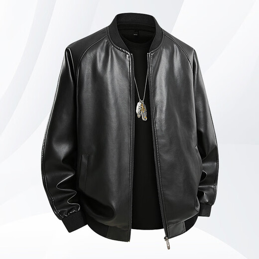 胖东来男士皮衣外套春秋款休闲皮夹克子大尺码男胖东来同款 811咖啡 XL 140160斤