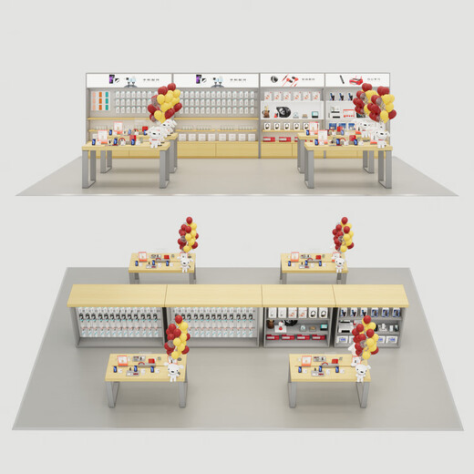 Installation design service JD Home Appliances & 3C Integration Zone--Customized mobile phone accessories low cabinet (W2400*H1100*D900)