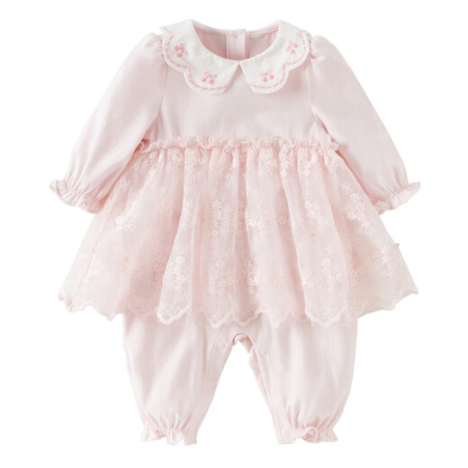 DAVE&BELLA 2026 spring new born baby jumpsuit, full-month baby clothes, children's bag, newborn romper, light pink, ready stock 80cm (recommended height 73-80cm)