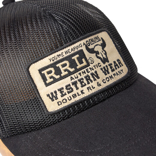 RRL Unisex 26 Spring Denim Visor Mesh Trucker Hat RL95628 001-Black ONE