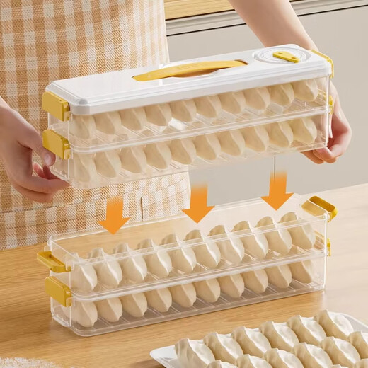 Han Xiao Food Grade Dumpling Box Home Kitchen Refrigerator Freezer Box Wonton Dumpling Quick Frozen Tray Special Fresh Storage Box Refrigerator Dumpling Box - Green Can Hold 24 Dumplings - 2 Layers