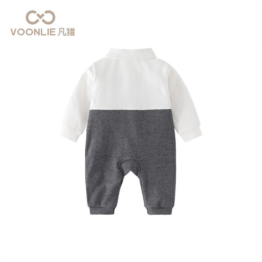 Fanlie baby clothes, spring clothes, newborn baby boy jumpsuit, full moon and 100 days out, gentleman one year old, spring and autumn, gray 80cm
