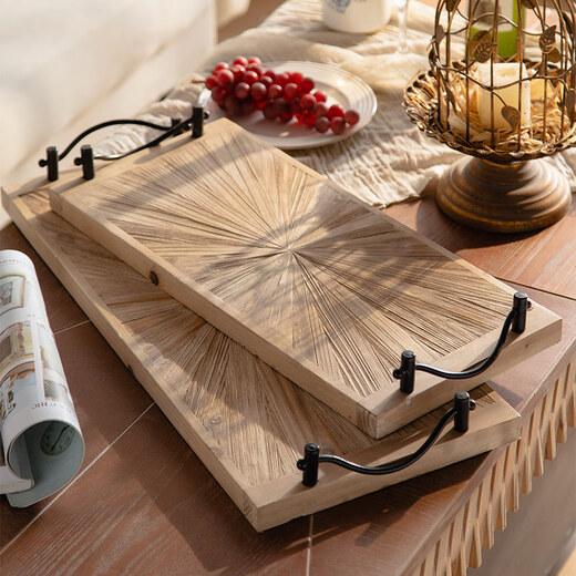 ZFEN German imported quality wabi-sabi style retro old wooden tray coffee flower shop B&B afternoon tea plate gourmet A2504_two set price