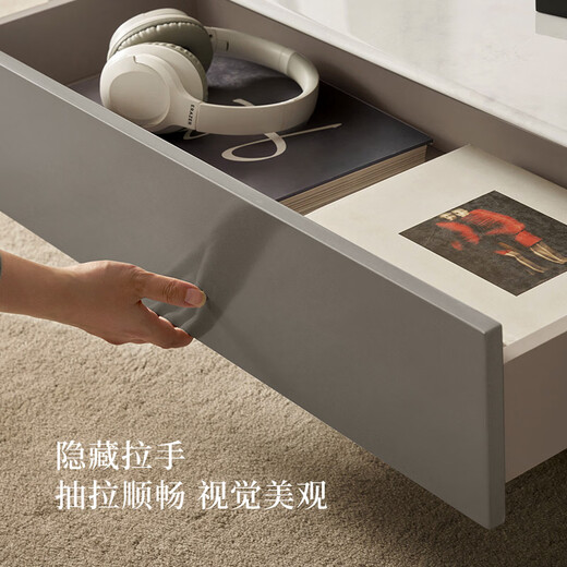 Gujia Home Modern Italian Microcrystalline Stone Coffee Table Living Room Household Coffee Table Light Luxury Coffee Table Large Capacity Drawer DS7178TD Coffee Table 1200*700*335